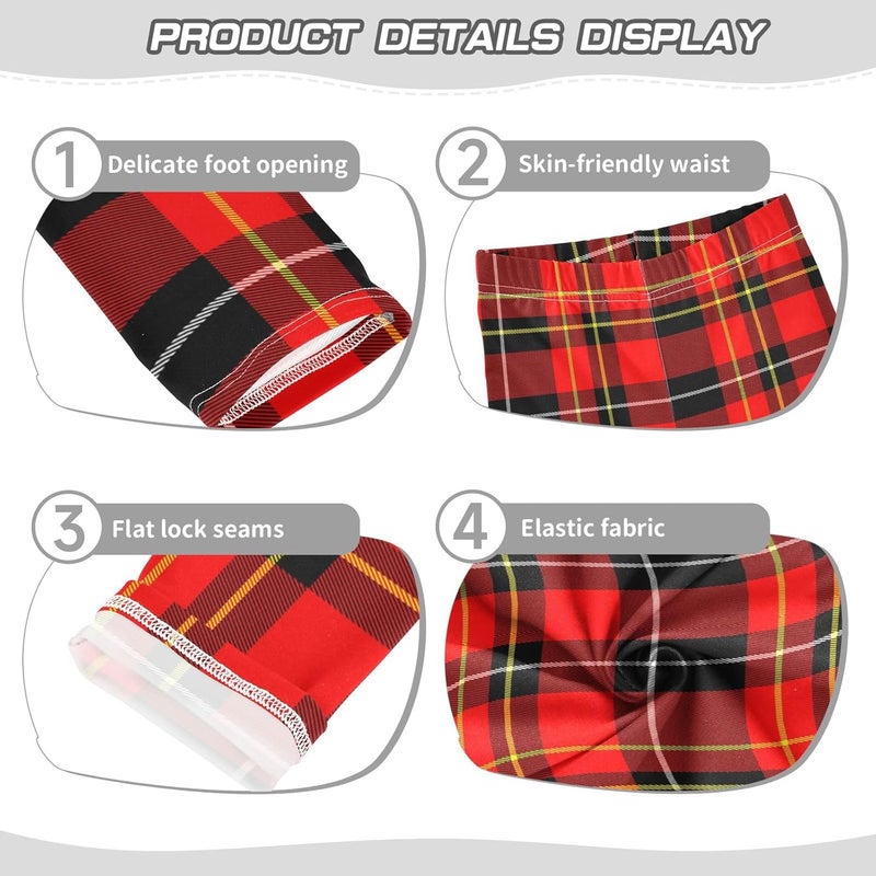 Boccsty Chirstmas Tartan Plaid Girls Leggings Kids Yoga Pants Dance Active Tights 5T - Image 1